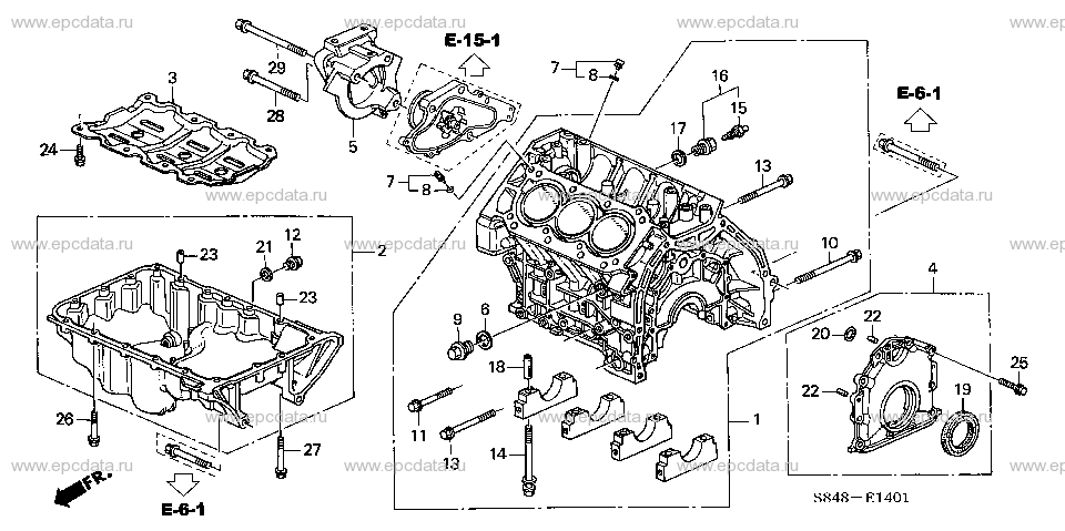 E-14-1 CYLINDER BLOCK/OIL PAN (V6)