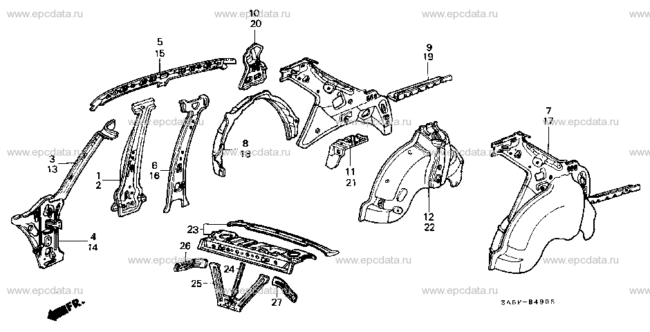 B-49-5 BODY STRUCTURE COMPONENTS (6)(4D)