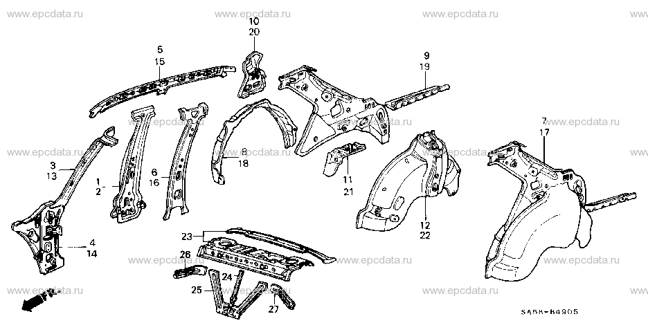 B-49-5 BODY STRUCTURE COMPONENTS (6)