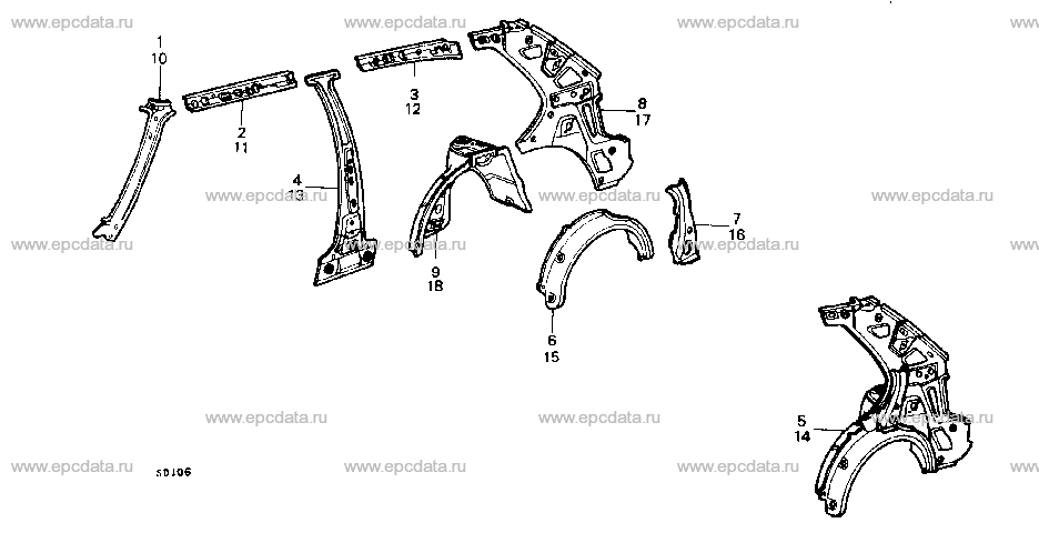 B-49-10 BODY STRUCTURE COMPONENTS (11)(5D)