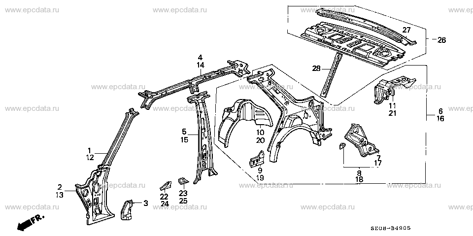 B-49-5 BODY STRUCTURE COMPONENTS (6) (4D)