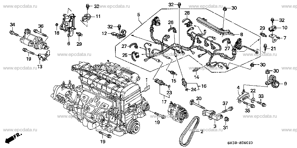 E-6-1 ENGINE WIRE HARNESS/CLAMP (2)