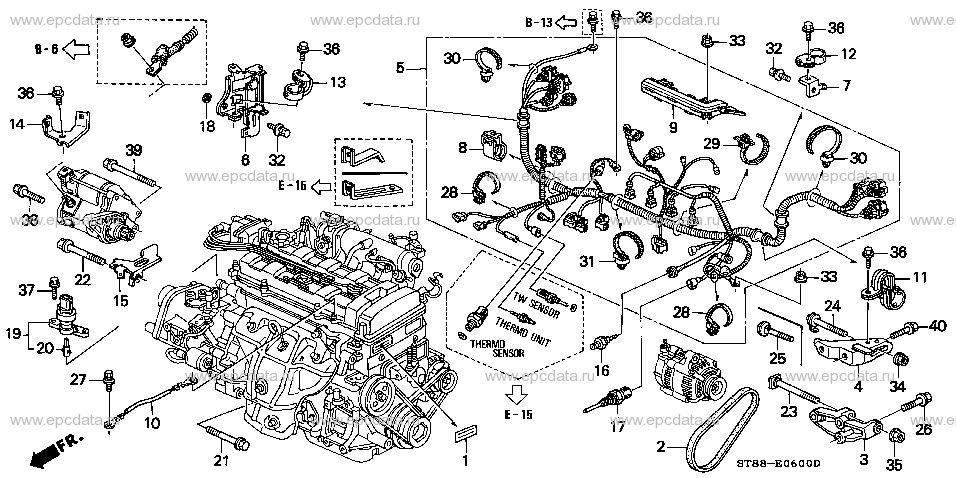 E-6 ENGINE WIRE HARNESS/CLAMP  (1)