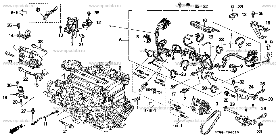 E-6-1 ENGINE WIRE HARNESS/CLAMP  (2)