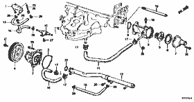 E-15 water pump / thermostat  (carburetor)