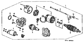 E-7-1 starter motor (trifoliate) (SOHC) (-120)