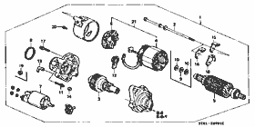 E-7-1 starter motor (trifoliate) (SOHC)